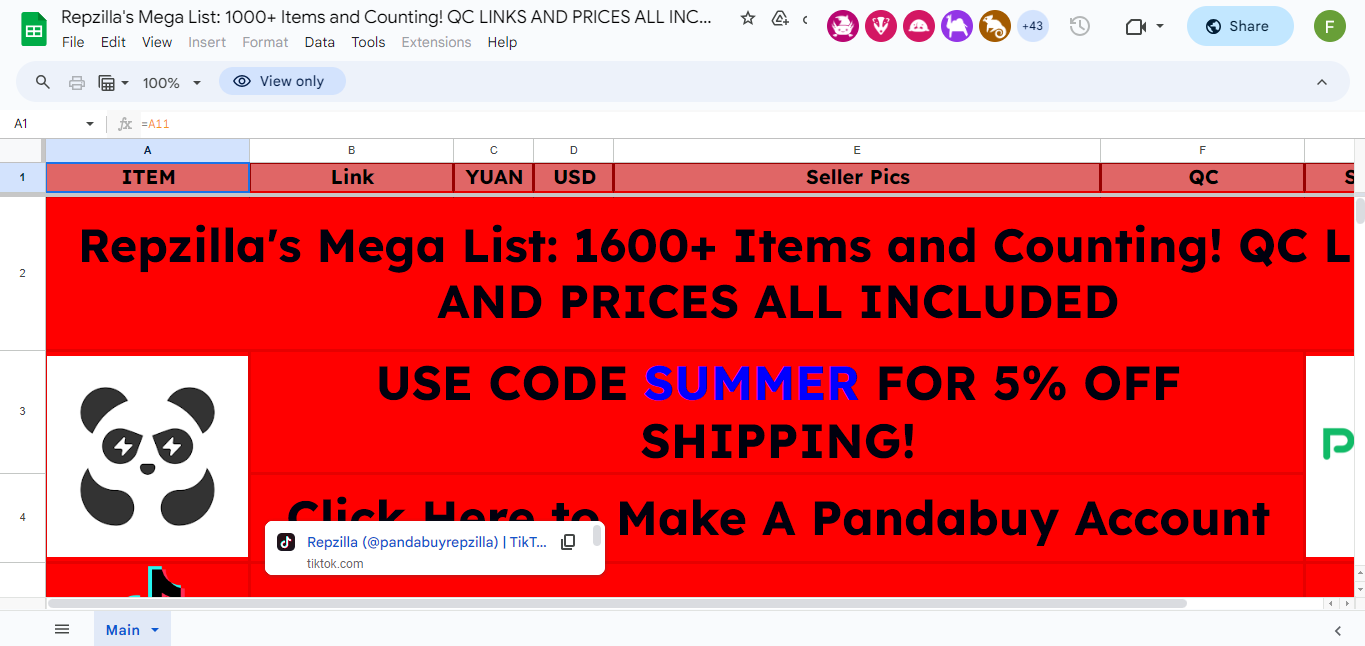 Repzilla's Mega List: 1000+ Items and Counting! - PandaBuyMarket